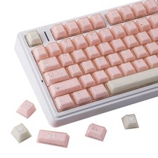 Crystal Jelly Pink Double Shot Keycaps, 166 Keys Custom Translucent Shine Thr...