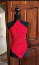 Handmade Red Crochet Halter Top Women s L Bac...