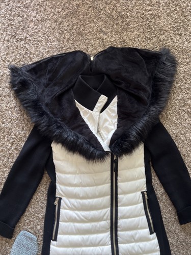 Giacca Calvin Klein Performance Walker Tg.L Bianco Nero Cappotto Parka Cappuccio Pelliccia Ecopelliccia - Foto 8 di 18