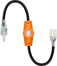 120V Temperature Controlled Extension Cord Thermostat Outlet Auto On/Off 37-50°