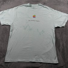 Vintage Hanes Beefy T-Shirt Mens Large Blue Apple Computer The Journey Begins
