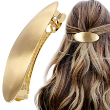 3Inch Oval Hair Barrette Metal Large Hair Clip Vintage Gold French Wedding Prom