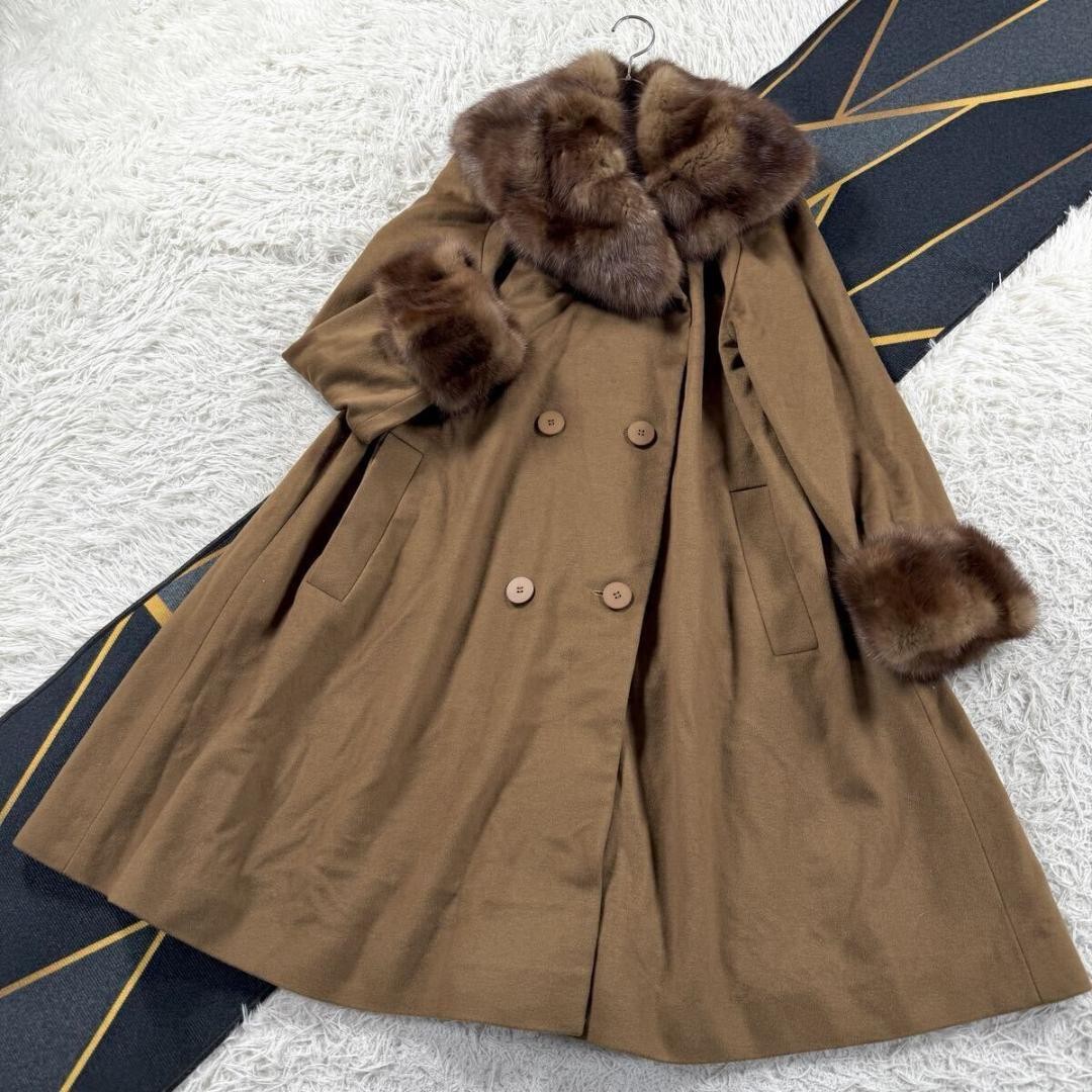 KIMIJIMA Russian Sable Cashmere Coat A-Line Size XL Excellent Condition