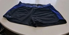 Under Armour Heat Gear Shorts Black with Blue Stripes Size Large