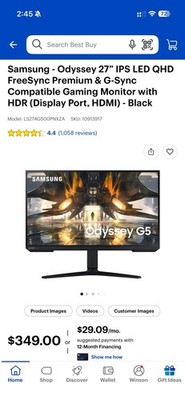 Samsung - Odyssey 27'' IPS LED QHD FreeSync Premium & G-Sync Compatible Gaming