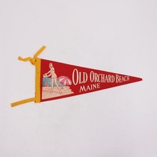 Vintage 18" Old Orchard Beach Maine Felt Pennant Pin-Up Beach Souvenir