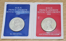 1984 Prince Andrew Royal Visit St Helena & Ascension Island Two-Crown Set