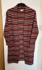 Monsoon Fair Isle Long Pocket Knit Mohair Blend Cardigan Coatigan M Medium 12 14