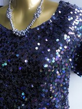 NWT Gorgeous NEXT Navy Iridescent Sequinned Premium Quality Lined Top Sz 10