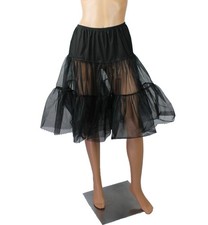 80s Knee Length Crinoline OS XS S M L Vintage Black Tiered Tulle Petticoat Slip