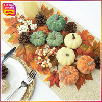 KüNstliche KüRbis Herbstdeko Set 65 StüCk Mit BläTtern, Eicheln, Tannenzapfen,