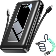 50000mAh Portable Charger Power Bank, Fast Charging with Built in Cables