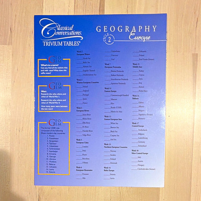 Classical Conversations Trivium Tables Geography Map Book Europe & World 2013
