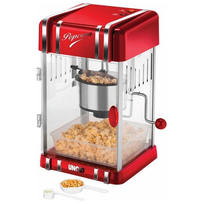 Unold 48535 Macchina Popcorn Retro 300W Rosso Argento - Cinema a Casa