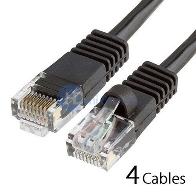 4x 5FT CAT5e Cable Ethernet Lan Network CAT5 RJ45 Patch Cord Internet Black