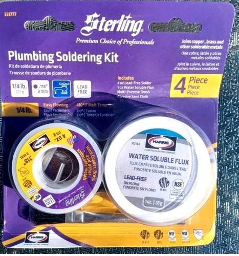 Solder & Flux Harris Sterling Premium 4-oz Lead-Free Plumbing Kit 331777 New