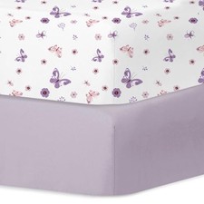 for Boys and Girls, 2pk Baby Crib Fitted Sheet Crib Sheets Purple Butterfly