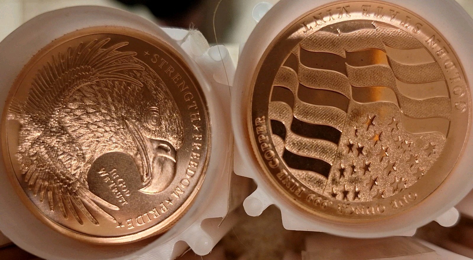 1 Ounce .999 Copper  eagle/flag