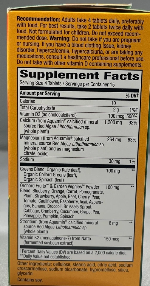 Nature's Way Alive! Suporte ósseo absorção máxima de cálcio 1200mg, 60ct- EXP: 7/26 - Imagem 2 de 2