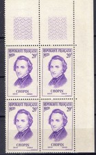 FRANCE ! BLOC de 4 Timbres NEUFS de 1956 n°1086 CELEBRITES