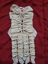 Set Of 17 Cream W Gold Trim Christmas Decor Bows New Velvet