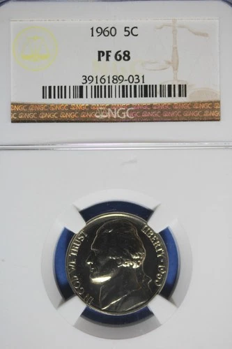 1960 NGC 5C PF68 JEFFERSON NICKEL #B50831
