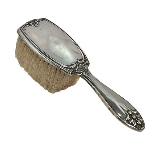 Antique Marked Sterling Silver Baby Brush Horsehair ?) Bristle 1920's Art Deco - Picture 2 of 12
