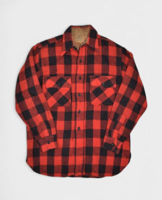Vintage Pilgrim Shirt Mens M 100% Wool Red Buffalo Plaid Flannel