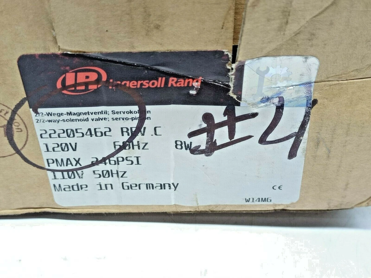 Ingersoll Rand 22205462 Rev C 2/2 Way Solenoid Valve 110-120V 50 