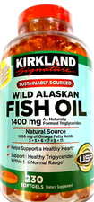 Kirkland Signature Wild Alaskan Fish Oil 1400 mg 230 Softgels EXP 05/2027