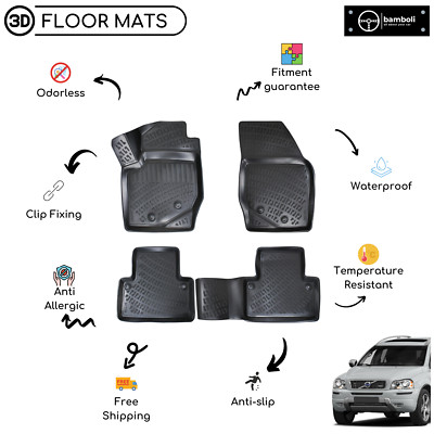 Custom Molded Rubber Floor Mat for Volvo XC90 2002-2015 (Black)