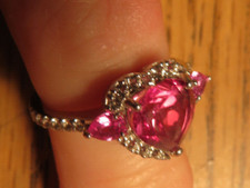 JTV Pink Topaz Heart Rhodium Over Sterling Silver Ring 2.67ctw Sz 6.75