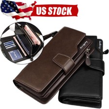 Business Men's Long Clutch Wallet Leather Purse Phone Handbag/Credit Card Holder