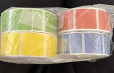 4X Rectangular Color 1000 Ea Stickers 1x1 Inch 25x25 Mm Red, Blue, Green, Yellow