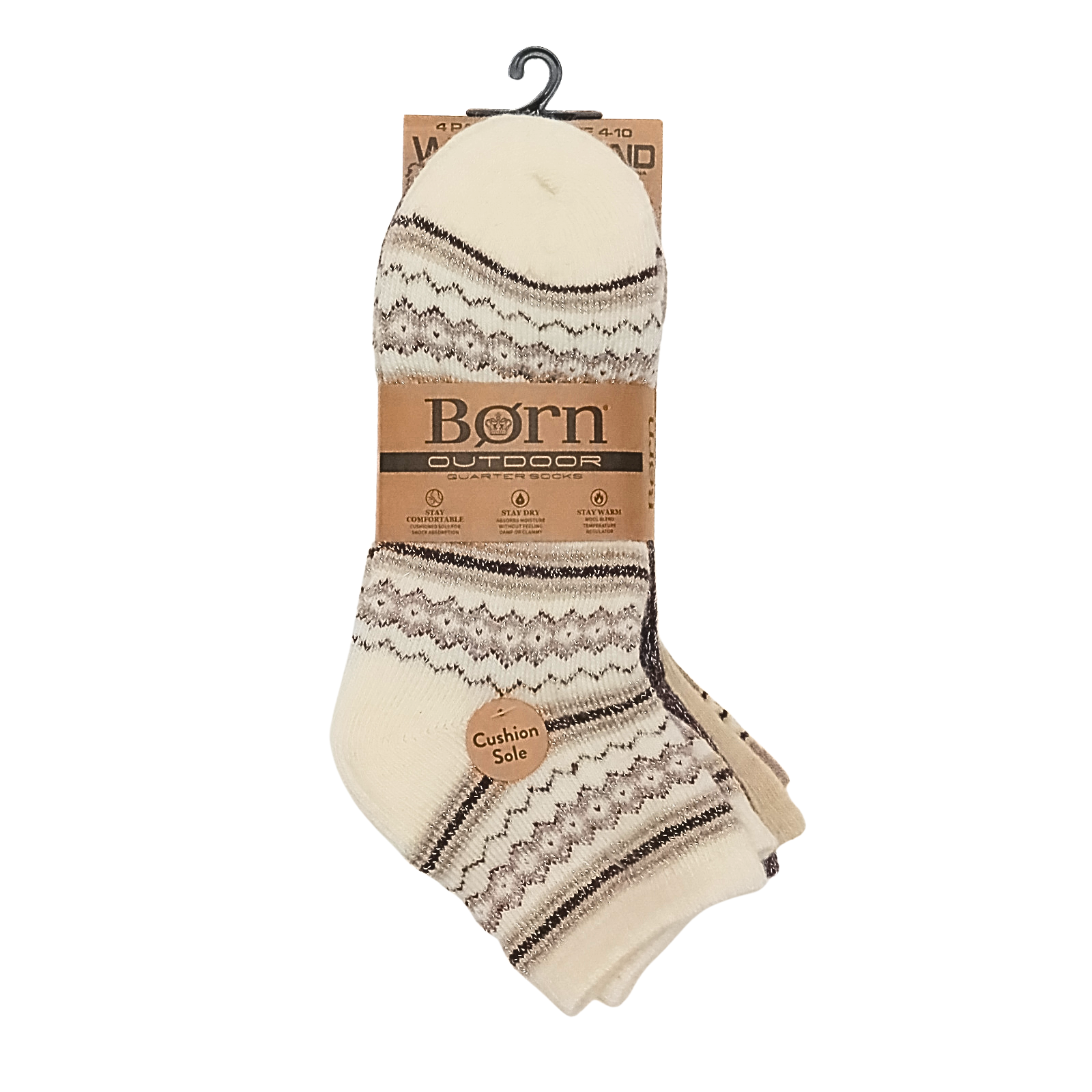 SAOLA Calzini Born Outdoor Misto Lana Suola Cuscino Quarto 4 Paia Taglia 4 10