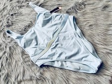 Victoria's Secret Purity Blue Shine Bling Plunge One Piece Swimsuit Swim 1 Pc