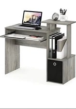 FURINNO 12095GYW Econ Multipurpose Writing Desk - French Oak Gray