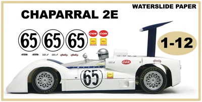 décalcomanies decals 1/12 CHAPARRAL 2E #65 1966 Waterslide scalex slot - Photo 1/2