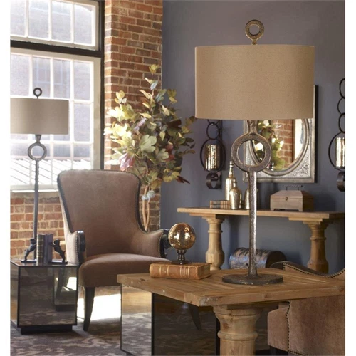 Uttermost Ferro Transitional Cast Iron Table Lamp in Beige/Bronze - Picture 5 of 6