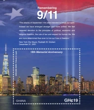 GHANA - 2016 - 15TH MEMORIAL ANNIVERSARY OF 9/11 STAMP SOUVENIR SHEET MNH