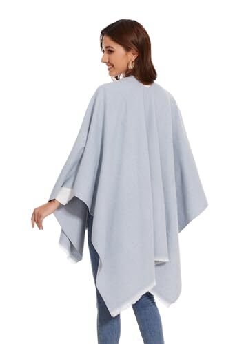 Shawl Wraps for Women, Elegant Knitted Cape Open Front Poncho Scarf Style19 - Picture 3 of 6