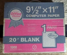 New Continuous Feed Paper 20# 9.5X 11 Dot Matrix Computer Paper 1000 Count NOS