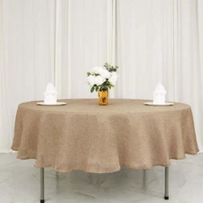 90-Inch NATURAL Round Faux Burlap Tablecloth Tablecloth Wedding Decorations