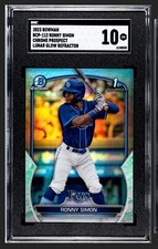 2023 Bowman Ronny Simon Chrome Lunar Refractor Bowman 1st SGC 10 Tampa Bay Rays