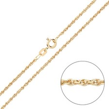 9ct Gold & Silver Solid Rope Chain Necklace 16 18 20 22 24 inch Prince of Wales