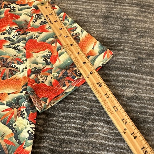 Golf Shirt Mens XL Koi Polo Shirt Ocean Waves Japan Lucky Red Orange Fish New - Picture 8 of 10