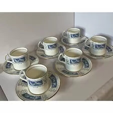Set of (6) Coalport Revelry Demitasse Bone China Cups and Saucers
