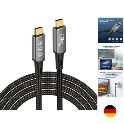 USB4 Kabel, mit Thunderbolt 4 Kabel,240W Ladekabel 40Gbps Datenkabel,8K@60Hz