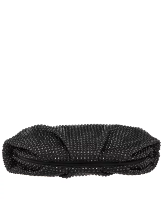 Nina Crystal Encrusted Frame Clutch Black Silver for sale