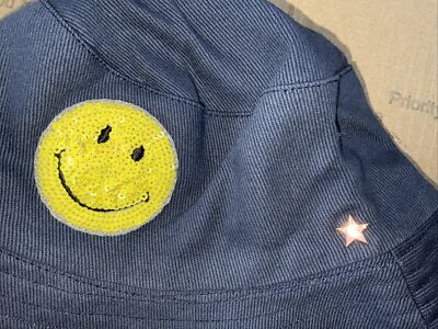 Jocelyn Reversible Smiley Bucket Hat Navy Purple Retail $65 Jocelyn Reversible Smiley Bucket Hat Navy Purple Retail $65  main image 3